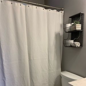 White Waffle-weave Shower Curtain
